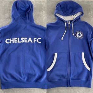 Chelsea FC Full Zip Up Blue Hoodie Mens Small Chelsea Football Club Soccer Hood